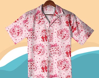 Valentine Hawaiian Shirt, Pink Love Dice Shirt Shorts, Couples Valentine Outfit, Matching Valentine Shirt, Cute Heart Valentine Shirt