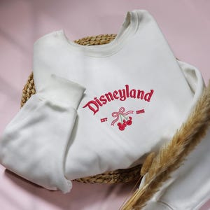 Custom Cherry Bow Embroidered Sweatshirt Cherries Shirt Romantic Embroidered Sweater Custom Year Shirt