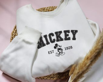 Mickey & Co 1928 Embroidered Sweatshirt Shirt Retro Mickey And Co gift Shirts Vacation Shirt Embroidered Shirt