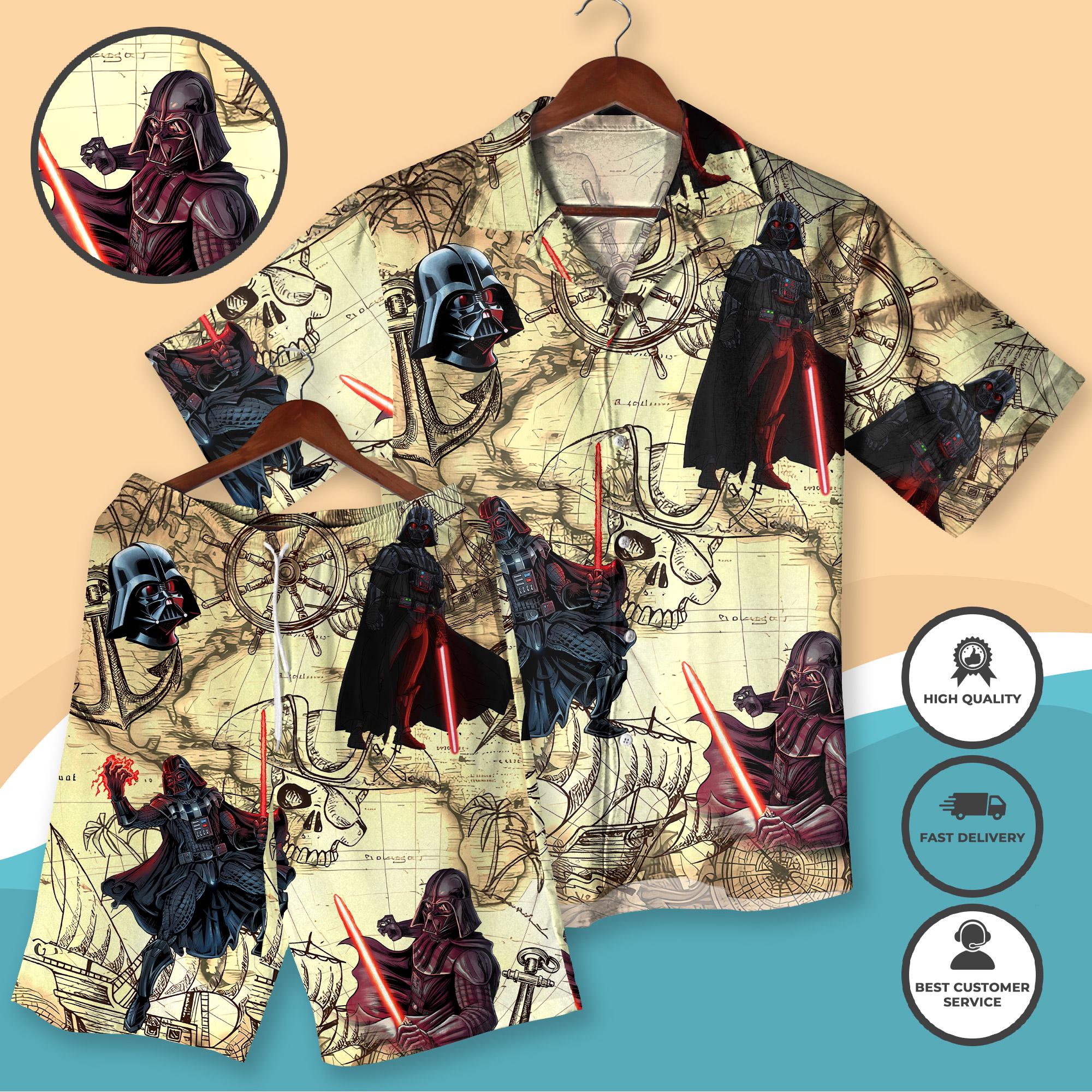 Discover Star Wars Comic Hawaiian Shirt and Short, Vintage Sci-Fi Beach Outfit Retro Movie Fan Apparel Geek Summer Vacation Clothes Hawaiian Shirt gifts
