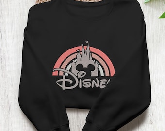 Castle Rainbow Embroidered Sweatshirt Vintage Sweatshirt Family Shirt Castle Mickey Head Shirt