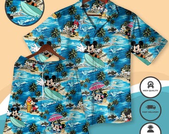Mickey Mouse Shirt for Men, Surfing Mickey Button Up Shirt, Movie Shirt, Summer Beach Shirt, Mickey Aloha Shirt, Trip Hawaii