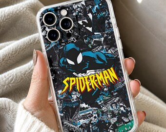 Spider-Hero Comic Phone Case, Retro Superhero Collage iPhone Case, Vintage Comic Book Cover Phone Cover, Protective Case, Hero Fan Gift