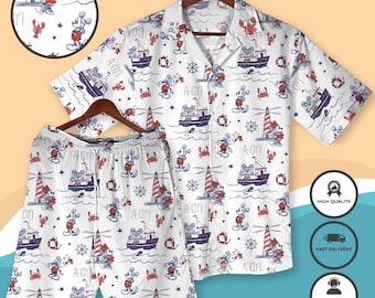 Mickey Cruise Hawaiian Shirt Castaway Cay Mickey Minnie Outfit, Christmas Beach Vacation Shirt Shorts for Men, Cruise Wear Set, Beach Shirt