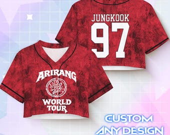BTS Arirang Crop Top Jersey, Personalized Kpop Fan Crop Jersey, Custom Name Number Sports Shirt, Korean Style Crop Top, Concert Outfit Gift