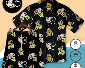 Mickey And Goofy Hawaiian Shirt Shorts Mickey Goofy Outfit Cartoon Aloha Beachwear Men's Summer Matching Set Mickey Shirt Goofy Shirt