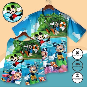 Mickey Mouse And Friends Hawaiian Shirt Set Aloha Shirt Summer Beach Outfit Family Vacation Matching Set Cartoon Lover Gift Beach Shirt