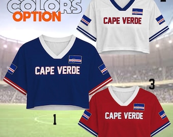 Benutzerdefinierte Kap Verde Crop Top Fußballtrikot, personalisierte Name Nummer Shirt, Kap Verde Crop Jersey, Frauen Spieltag Top, benutzerdefinierte Jersey Shirt