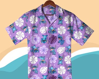 Stitch button down shirt tropical Stitch hawaiian style vacation shirt for family matching Stitch Shirt Cute Stitch Shirt