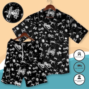 Star - Wars Hawaiian Shirt Funny Star - Wars Women Men&#39;s Summer Button Down Shirt & Shorts Galaxy Character Loungewear Gift Beach Shirt