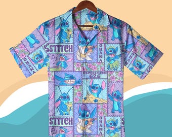 Stitch button down shirt tropical beach shirt Stitch hawaiian vacation shirt for family matching Stitch Shirt Stitch Shirt