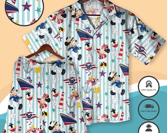 Mickey Cruise Hawaiian Shirt Castaway Cay Mickey Minnie Outfit, Summer Beach Vacation Shirt Shorts for Men, Cruise Wear Set, Beach Shirt