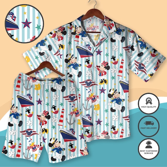 Mickey Cruise Hawaiian Shirt Castaway Cay Mickey Minnie Outfit, Summer Beach Vacation Shirt Shorts for Men, Cruise Wear Set, Beach Shirt