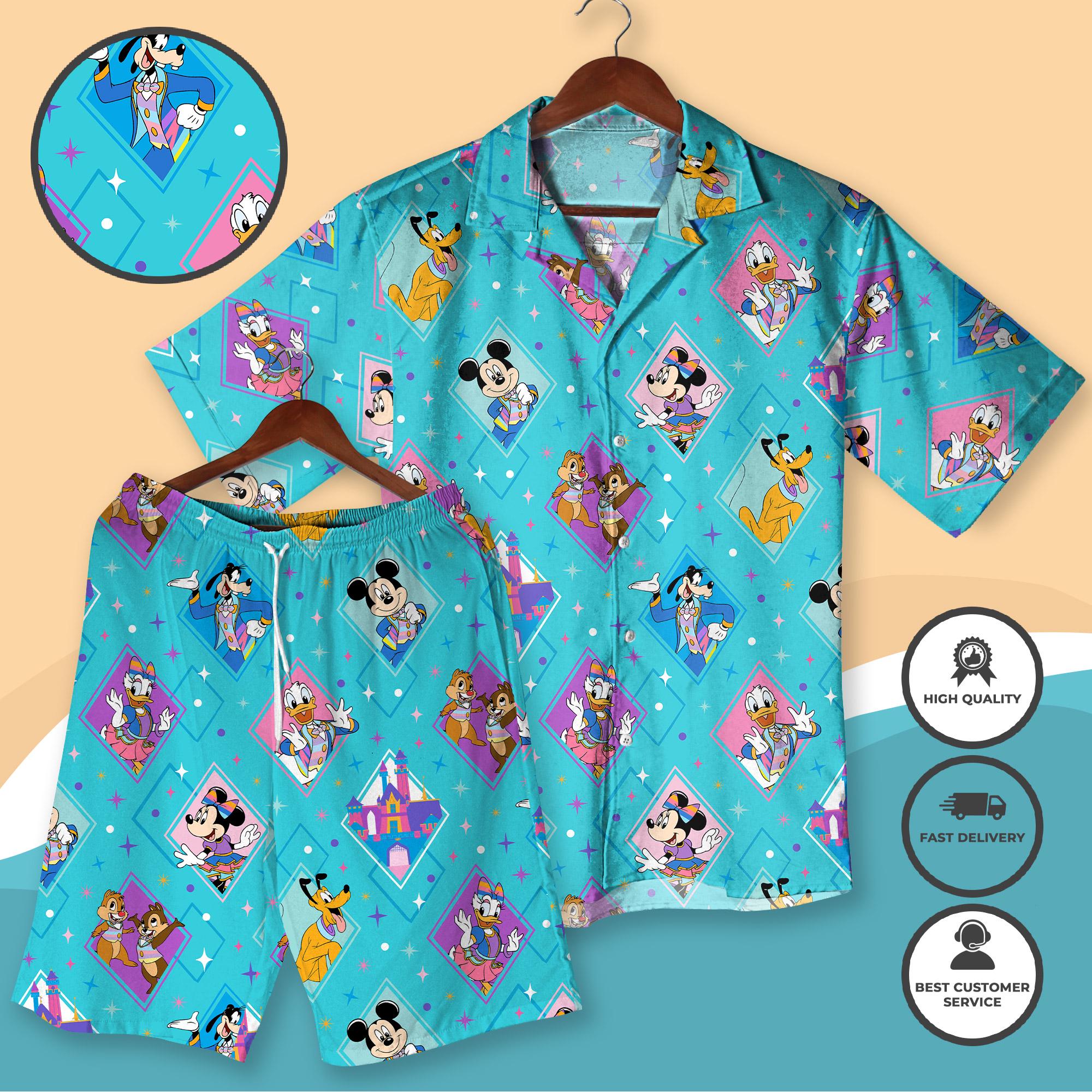 Discover Mickey and Friends Hawaiian Shirt and Short, 4th of July Shirt, Trip Vacation Shirt, Minnie Mouse Summer Hawaiian Summer Gift