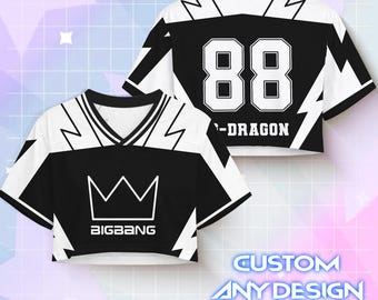 BigBang Crop Top Football Jersey, Kpop Concert Outfit, Custom BigBang Is Back Crop Jersey, Korean Pop Fan Shirt, Oversized Crop Tee Gift