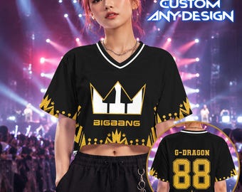 BigBang Crop Top Football Jersey, Kpop Concert Outfit, Custom BigBang Is Back Crop Jersey, Korean Pop Fan Shirt, Oversized Crop Tee Gift