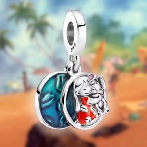 Lilo und Stitch Charme Familie bedeutet, dass niemand zurückgelassen wird, Für Pandora Armbänder, Disney Lilo und Stitch Charm Sterling Silber 925