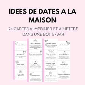 Cartes Date Night à la Maison – 24 Idées Romantiques (à faire en couple) à Imprimer et découper (parfait pour Jar, Saint Valentin)