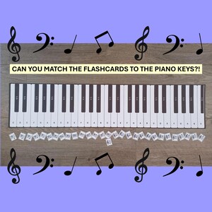 Plantilla de piano de 49 teclas, cuatro octavas, buscador de notas de piano, tabla de notas, notas musicales, práctica de piano, notas musicales, lectura a primera vista, tarjetas de notas musicales