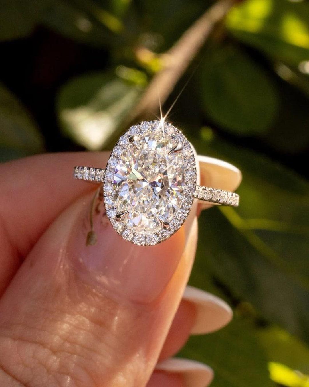 925 Sterling Silver Proposal Ring, Oval Cut Moissanite Wedding Ring ...