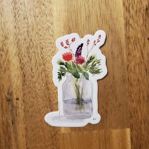 Stickers floraux pour pots Mason - Stickers imperméables - Sticker brillant - Sticker bouquet - Haute brillance