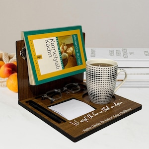 Personalized Wooden Book Stand - Book Valet - Book Holder Stand for Reading - Valentine&#39;s Gift for Her - Gift for Book Lovers