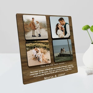 Custom Photo Frame, Wood Frame with your photos, Anniversary Gift for Husband, Photo Print Plaque, Christmas Gift, Valentine Gift