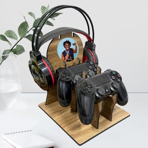 Personalized Gaming Controller and Headphone Stand, Christmas Gift for Him, Gamer Room Decor, Headset Stand, Boyfriend Gift Teen Gift