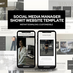 Showit Template for Social Media Managers, Content Creators, Marketers. Modern, Bold and Editorial. Showit Website Template