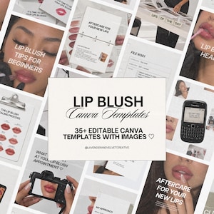 Mallar för läpprouge-canvas, PMU-kit för sociala medier, permanent makeup och Instagram-marknadsföring