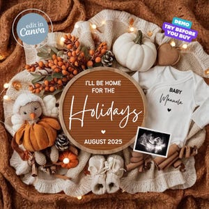 Thanksgiving Baby Announcement Digital, Fall Gender Neutral Baby Announcement, Autumn Baby Reveal, Editable November Social Media Reveal