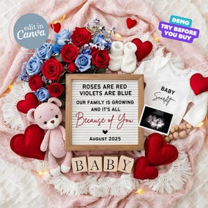 Valentines Day Baby Arrival Announcement, Digital Pregnancy Announcement, February Baby Gender Reveal, Social Media Template, Valentine Baby
