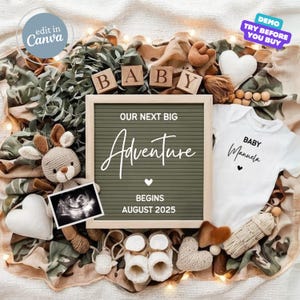 Adventure Pregnancy Announcement Digital, Baby Announcement, Mountain Baby Gender Reveal, Editable Social Media Reveal Template, Outdoors