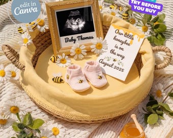Bee Pregnancy Announcement for Social Media, Baby Girl Announcement, Baby Boy Announcement,Gender Neutral Announcement, Instant Download