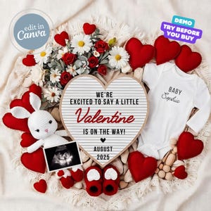 Valentine&#39;s Day Digital Pregnancy Announcement, Baby Announcement, Baby Gender Neutral Reveal, Social Media Reveal February Little Valentine