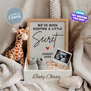 Simple Minimalist Pregnancy Announcement Digital, Gender Neutral Boho Baby Announcement, Modern Editable Social Media Baby Reveal Template