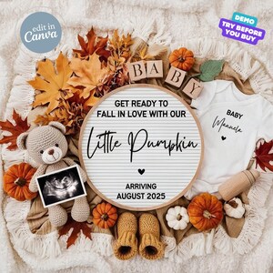 Fall Pregnancy Announcement, Fall Baby Announcement Digital, Autumn Baby Reveal Gender Neutral Editable Social Media Template, Due November
