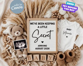 Annuncio di gravidanza Boho Digitale, Annuncio di gravidanza neutro, Annuncio di gravidanza segreto, Annuncio di gravidanza modificabile, Rivelazione del sesso del bambino sui social media