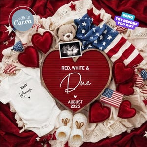 4th of July Baby Announcement Digital, Patriotic Baby Reveal, Independence Day Pregnancy Announcement, Social Media Template Gender Reveal