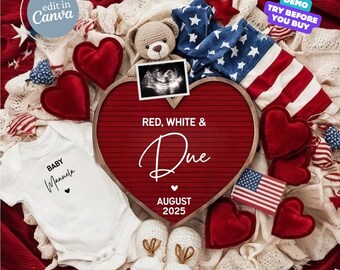 4th of July Baby Announcement Digital, Patriotic Baby Reveal, Independence Day Pregnancy Announcement, Social Media Template Gender Reveal