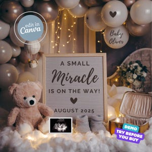 Digital Pregnancy Announcement for Social Media, Editable Letter Board Pregnancy Announcement, Gender Neutral Announcement, Bohemian Reveal