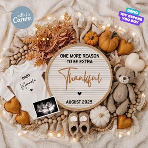 Fall Baby Announcement November, Thanksgiving Baby Reveal Digital, Autumn Pregnancy Announcement Editable Gender Neutral Social Media Reveal