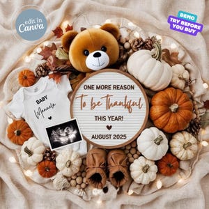 Thanksgiving Pregnancy Reveal Digital, Fall Baby Announcement, Autumn Baby Announcement Editable Gender Neutral Social Media Reveal November