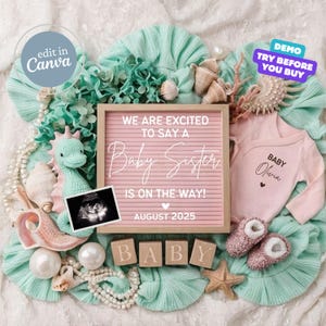 Girl Pregnancy Announcement, Digital Baby Announcement, Gender Reveal, Little Sister, Girl Pink Reveal, Social Media Baby Girl Template