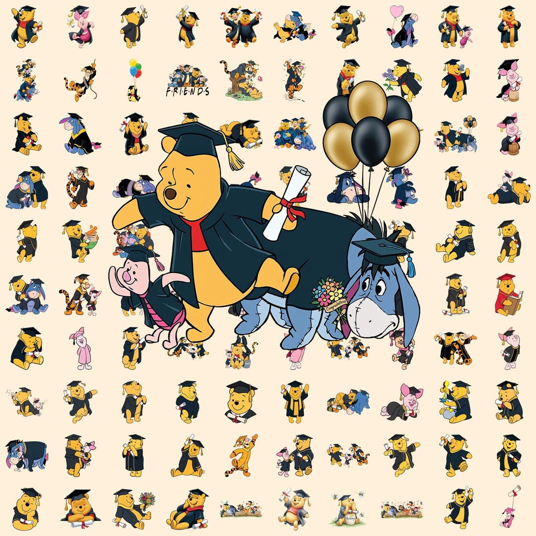 Tigger Graduation 4000 Px 100 Winnie the Pooh Graduation PNG Bundle, Pooh Bear Graduation ...