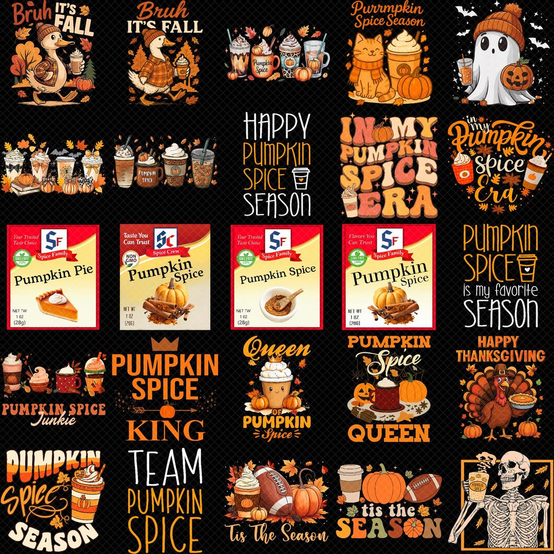 Pumpkin Spice PNG Bundle Fall Coffee Quotes PNG, Autumn Season ...