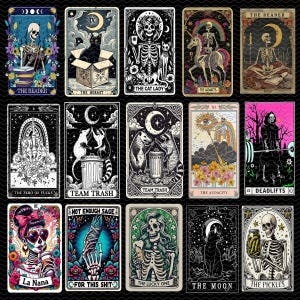 Lustiges Tarot Karten PNG Bundle, Sarkastischer Sweary Skelett Totenkopf, Snarky Witchy Tarot, Trendy Sublimation Design, Sarkasmus PNG Sublimation Design