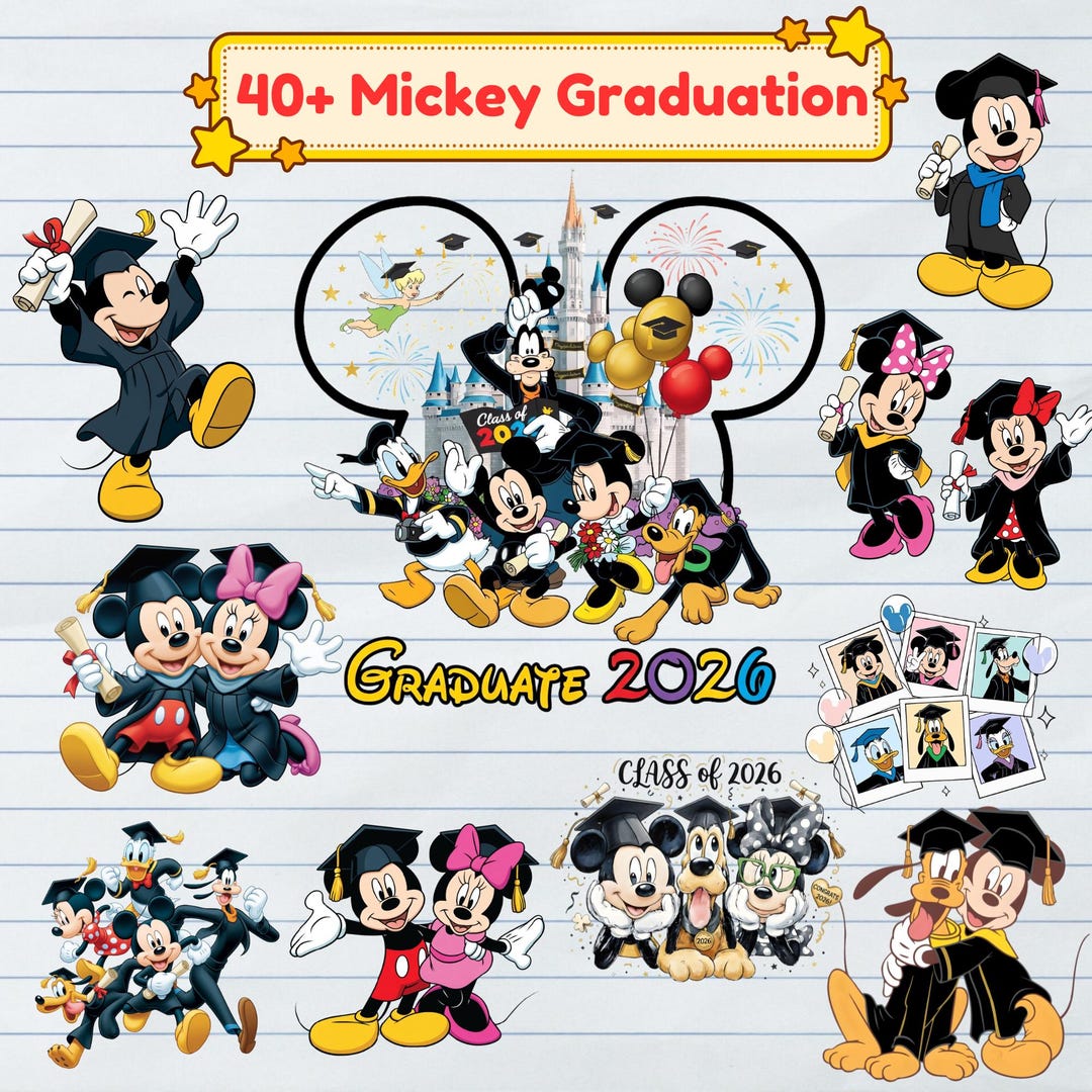 Graduating Disney Disney Graduation 2026 Png Bundle, Graduation Trip Png, Family Graduate ...