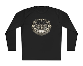 Camiseta de manga larga con corazón floral de polilla y luna / Cielo nocturno botánico