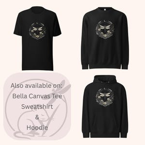 Bella Canvas tee, Comfort Colors tee, Lane Seven sweatshirt, and Lane Seven hoodie. Coordinated cottagecore, celestial, and nature-inspired apparel options designed for mix-and-match styling, seasonal layering, and symbolic comfort.